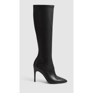 Reiss Carina Knee High Leather Point Toe Boots New